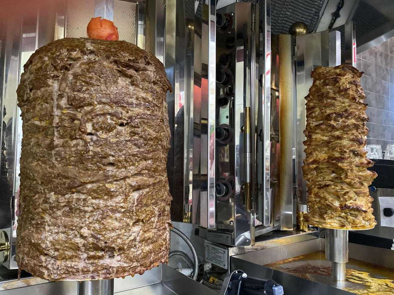 Lamb and chicken doner on the spit